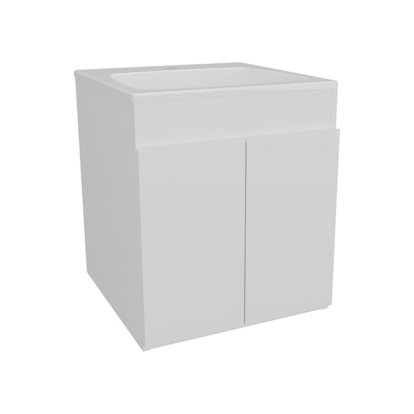 English Elm Bathroom Compact Vanity Cabinet 20.8" H – Engineered Wood Two-Door Storage, Modern Space-Saver White 24.8 L x 22.83 W x 11.81 H B097P395871