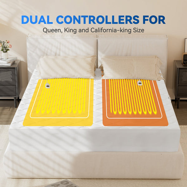 English Elm Electric Heated Mattress Pad King Dual Controller Plush Polyester 10 Heat Levels Timer Auto-Off T3950P383138