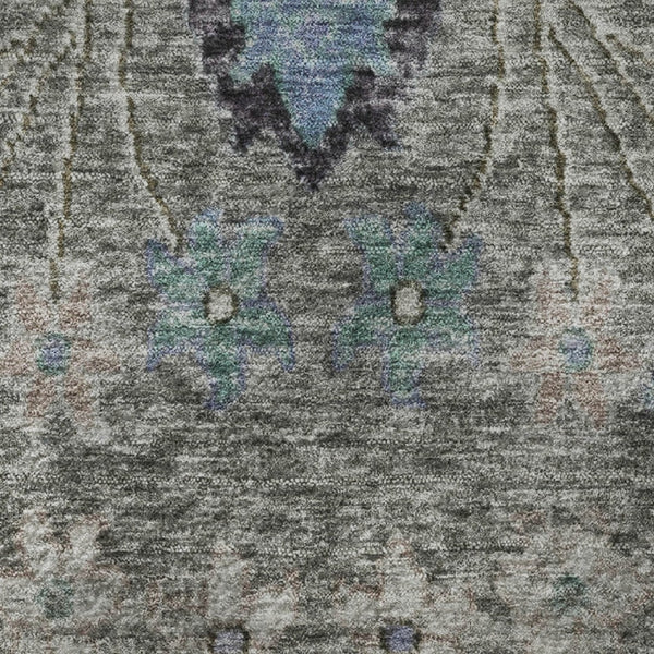 HomeRoots 8' X 10' Floral Area Rug in Pewter Blue & Gray - Washable, Stain Resistant with UV Protection 708503