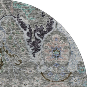 HomeRoots 8' X 10' Floral Area Rug in Pewter Blue & Gray - Washable, Stain Resistant with UV Protection 708503