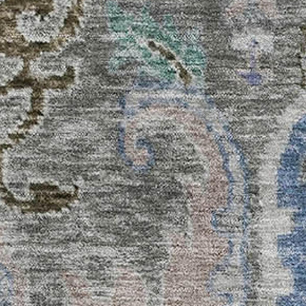 HomeRoots 9' X 12' Elegant Pewter Blue and Gray Floral Area Rug - Washable, UV Protected, Stain Resistant 708504