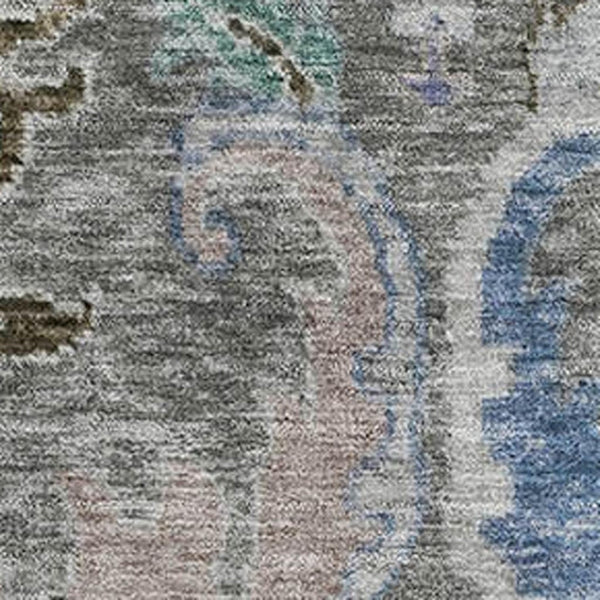 HomeRoots 10' X 14' Washable Pewter Blue & Gray Floral Area Rug with UV Protection for High Traffic Spaces 708505