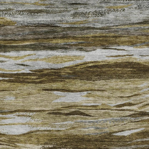 HomeRoots 5' X 8' Washable Brown Beige Taupe Abstract Area Rug - UV Protected, Stain Resistant, Durable Design 708513