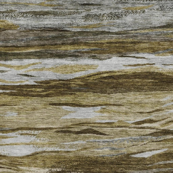 HomeRoots 5' X 8' Washable Brown Beige Taupe Abstract Area Rug - UV Protected, Stain Resistant, Durable Design 708513