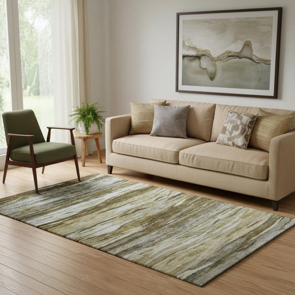 HomeRoots 8' Washable Round Rug in Brown, Beige & Taupe - UV Protected, Durable, & Perfect for Busy Homes! 708514