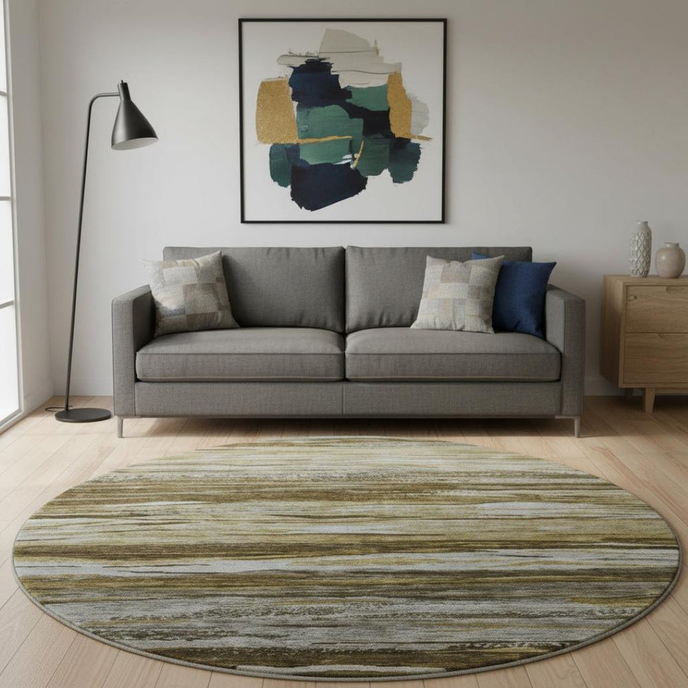 HomeRoots 8' X 10' Modern Abstract Washable Area Rug – Durable, UV-Protected, Soft Polyester for Family Spaces 708515