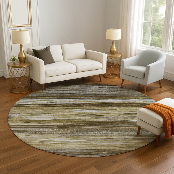 HomeRoots 8' X 10' Modern Abstract Washable Area Rug – Durable, UV-Protected, Soft Polyester for Family Spaces 708515