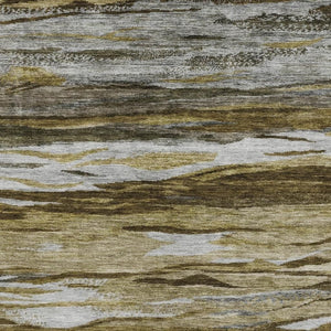 HomeRoots 9' X 12' Abstract Washable Area Rug in Brown, Beige & Taupe - UV Protected & Stain Resistant Comfort 708516