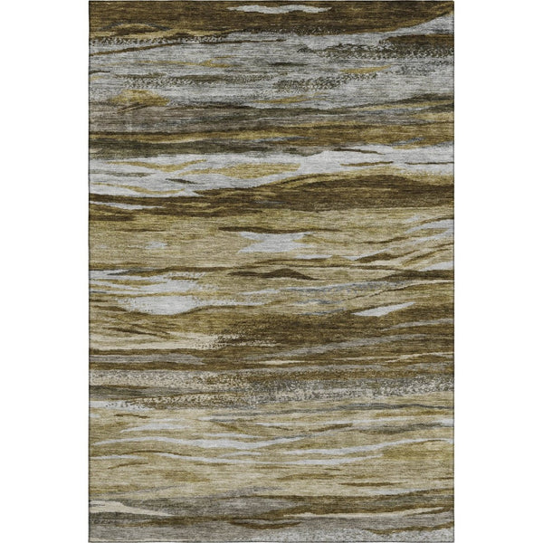 HomeRoots 10' X 14' Abstract Washable Area Rug in Brown, Beige & Taupe - Durable, UV Protected & Stylish! 708517