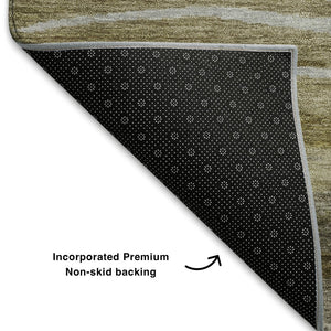 HomeRoots 10' X 14' Abstract Washable Area Rug in Brown, Beige & Taupe - Durable, UV Protected & Stylish! 708517