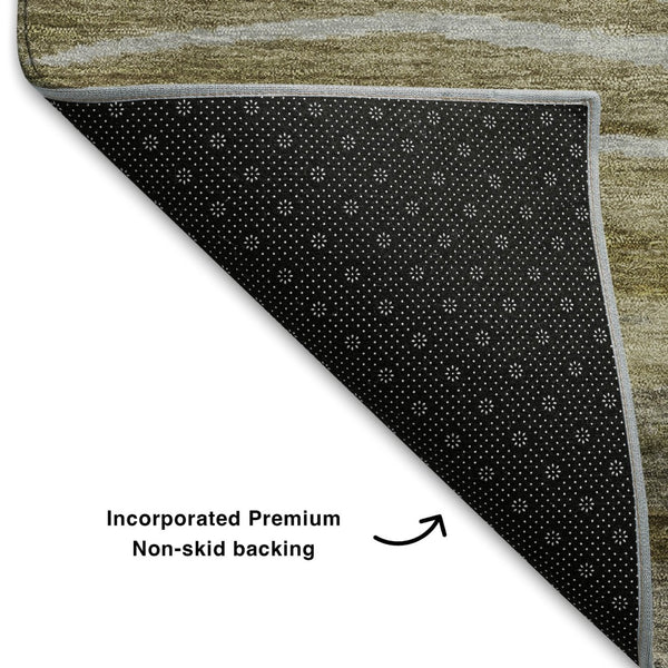 HomeRoots 10' X 14' Abstract Washable Area Rug in Brown, Beige & Taupe - Durable, UV Protected & Stylish! 708517