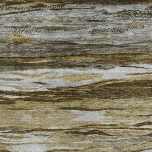 HomeRoots 10' X 14' Abstract Washable Area Rug in Brown, Beige & Taupe - Durable, UV Protected & Stylish! 708517
