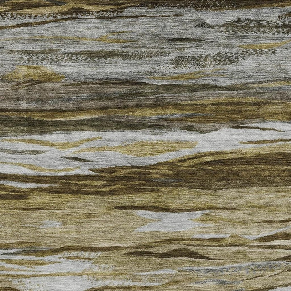 HomeRoots 10' X 14' Abstract Washable Area Rug in Brown, Beige & Taupe - Durable, UV Protected & Stylish! 708517