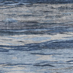 HomeRoots 5' Abstract Blue Gray and Silver Washable Area Rug - Durable, UV Protected, Pet-Friendly Design 708519