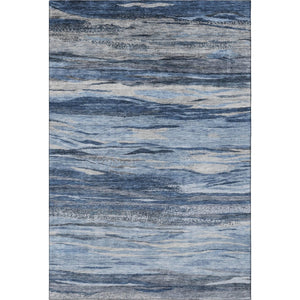 HomeRoots 5' Abstract Blue Gray and Silver Washable Area Rug - Durable, UV Protected, Pet-Friendly Design 708519