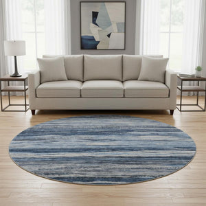 HomeRoots 8' X 10' Washable Abstract Area Rug in Blue Gray & Silver - Stylish, Durable, UV Protected Design 708521