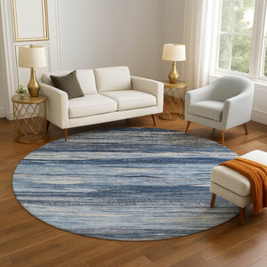 HomeRoots 8' X 10' Washable Abstract Area Rug in Blue Gray & Silver - Stylish, Durable, UV Protected Design 708521