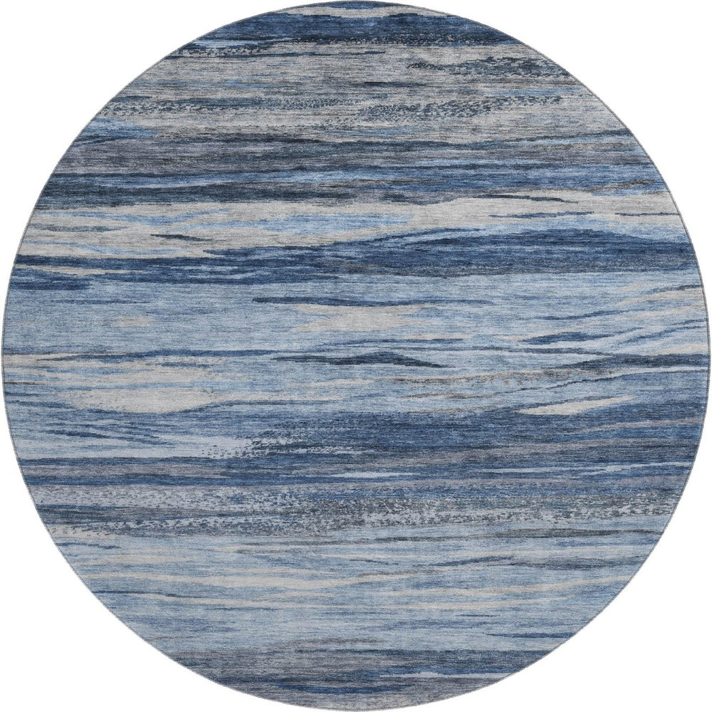 HomeRoots 8' X 10' Washable Abstract Area Rug in Blue Gray & Silver - Stylish, Durable, UV Protected Design 708521