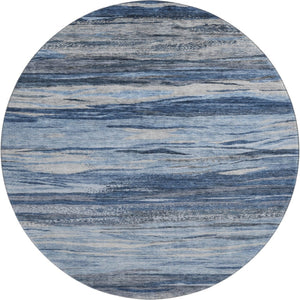HomeRoots 8' X 10' Washable Abstract Area Rug in Blue Gray & Silver - Stylish, Durable, UV Protected Design 708521