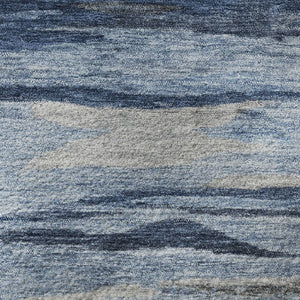 HomeRoots 8' X 10' Washable Abstract Area Rug in Blue Gray & Silver - Stylish, Durable, UV Protected Design 708521