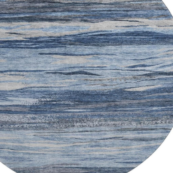 HomeRoots 8' X 10' Washable Abstract Area Rug in Blue Gray & Silver - Stylish, Durable, UV Protected Design 708521