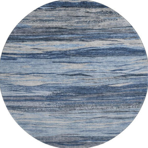 HomeRoots 8' X 10' Washable Abstract Area Rug in Blue Gray & Silver - Stylish, Durable, UV Protected Design 708521