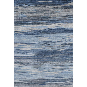 HomeRoots 9' X 12' Blue Gray & Silver Abstract Area Rug - Washable, UV Protected, Stain Resistant, Non-Slip! 708522