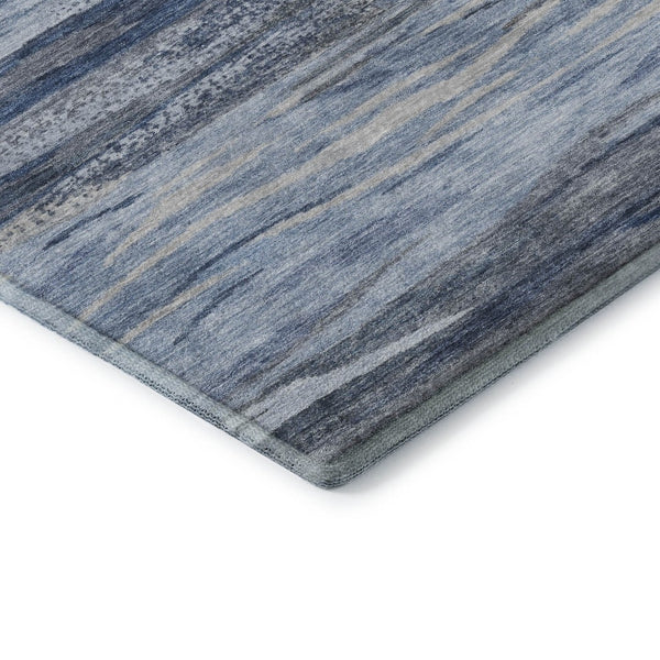 HomeRoots 9' X 12' Blue Gray & Silver Abstract Area Rug - Washable, UV Protected, Stain Resistant, Non-Slip! 708522