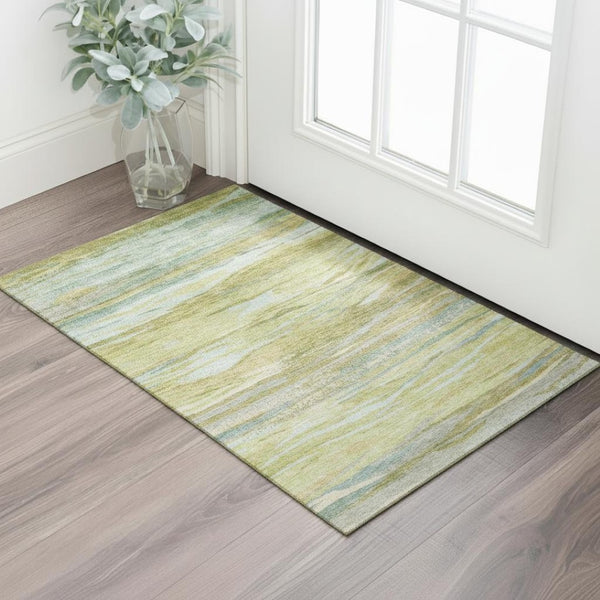 HomeRoots 5' X 8' Sage Gray Aqua Abstract Area Rug - Stylish, Washable, UV-Protected, and Non-Slip Backing! 708525