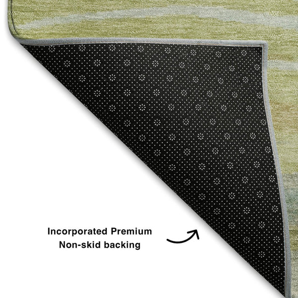 HomeRoots 5' X 8' Sage Gray Aqua Abstract Area Rug - Stylish, Washable, UV-Protected, and Non-Slip Backing! 708525