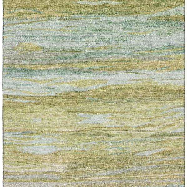 HomeRoots 5' X 8' Sage Gray Aqua Abstract Area Rug - Stylish, Washable, UV-Protected, and Non-Slip Backing! 708525