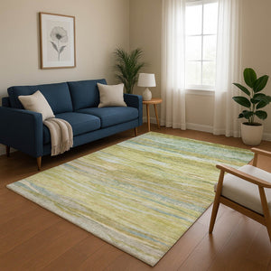 HomeRoots 8' Sage Gray & Aqua Abstract Washable Round Rug - Durable, Stylish, UV Protected for Indoor & Outdoor Use 708526