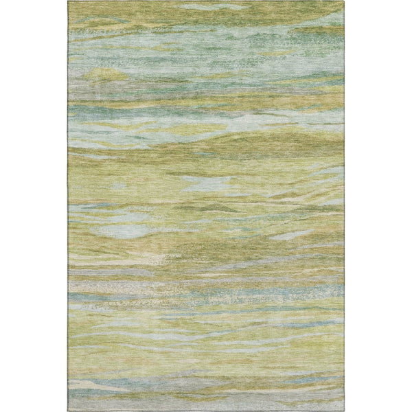 HomeRoots 8' Sage Gray & Aqua Abstract Washable Round Rug - Durable, Stylish, UV Protected for Indoor & Outdoor Use 708526