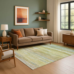 HomeRoots 8' Sage Gray & Aqua Abstract Washable Round Rug - Durable, Stylish, UV Protected for Indoor & Outdoor Use 708526