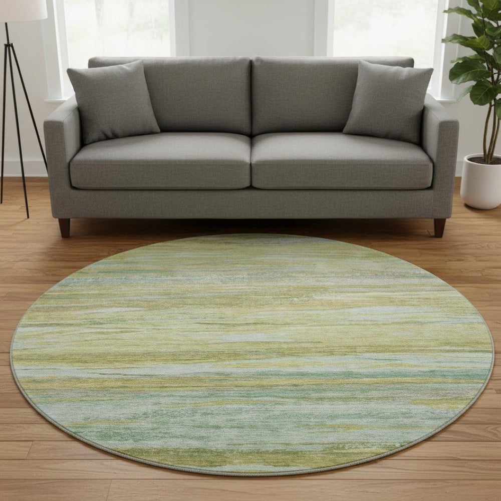 HomeRoots 8' X 10' Sage Gray and Aqua Abstract Washable Area Rug - UV Protected, Stain Resistant, Easy Care! 708527