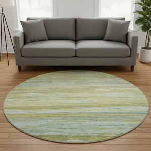HomeRoots 8' X 10' Sage Gray and Aqua Abstract Washable Area Rug - UV Protected, Stain Resistant, Easy Care! 708527