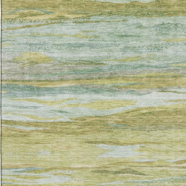 HomeRoots 9' X 12' Sage Gray and Aqua Abstract Washable Area Rug - Durable, Stylish & UV Protected for Homes 708528
