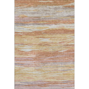 HomeRoots 8' Salmon Gold and Gray Abstract Round Rug - Washable, UV Protected, Stain Resistant for Busy Homes 708532