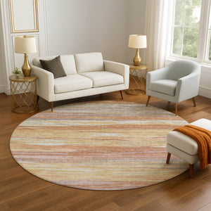 HomeRoots 8' X 10' Modern Salmon Gold Gray Abstract Washable Area Rug with UV Protection for Easy Care 708533