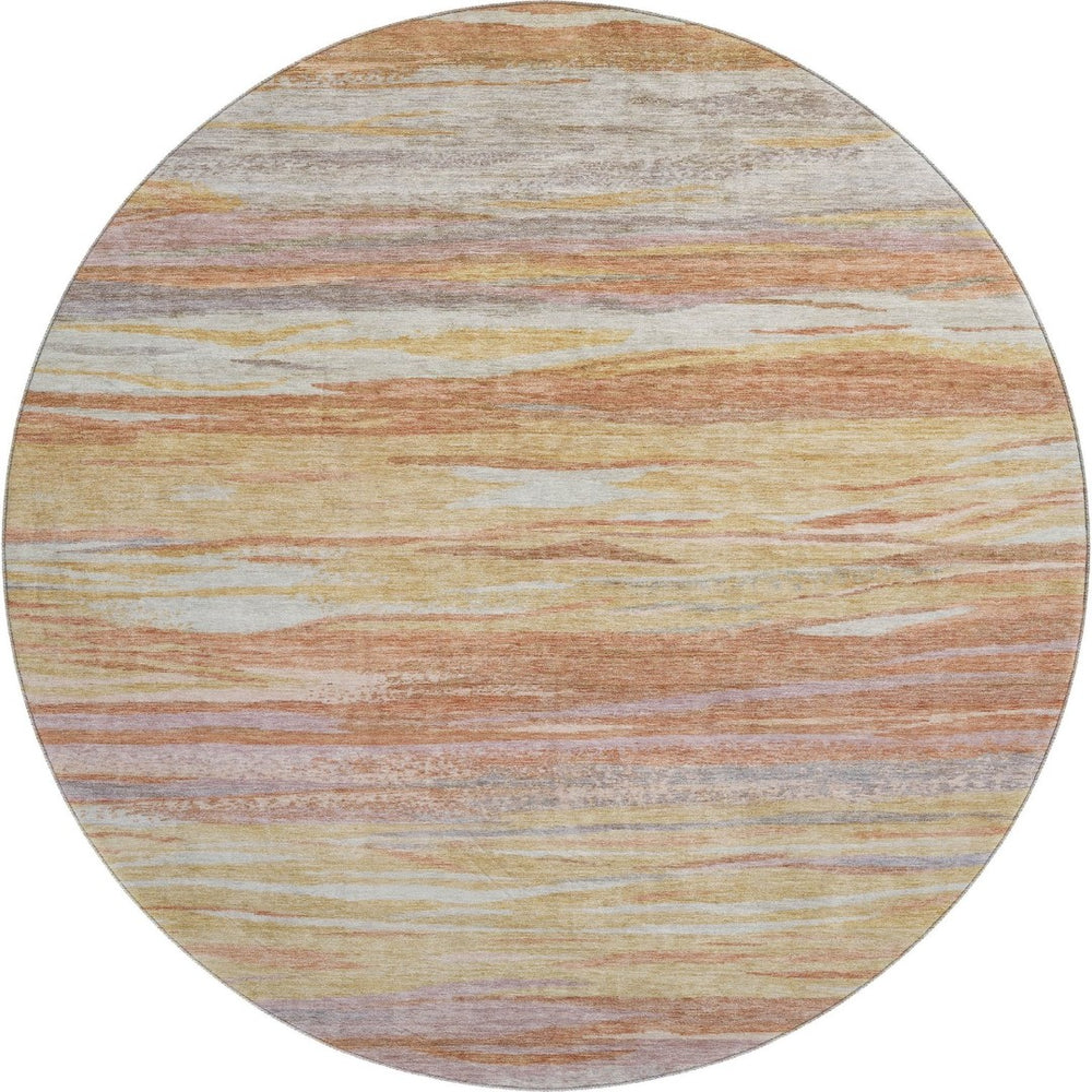 HomeRoots 8' X 10' Modern Salmon Gold Gray Abstract Washable Area Rug with UV Protection for Easy Care 708533