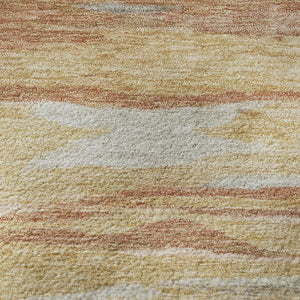 HomeRoots 8' X 10' Modern Salmon Gold Gray Abstract Washable Area Rug with UV Protection for Easy Care 708533