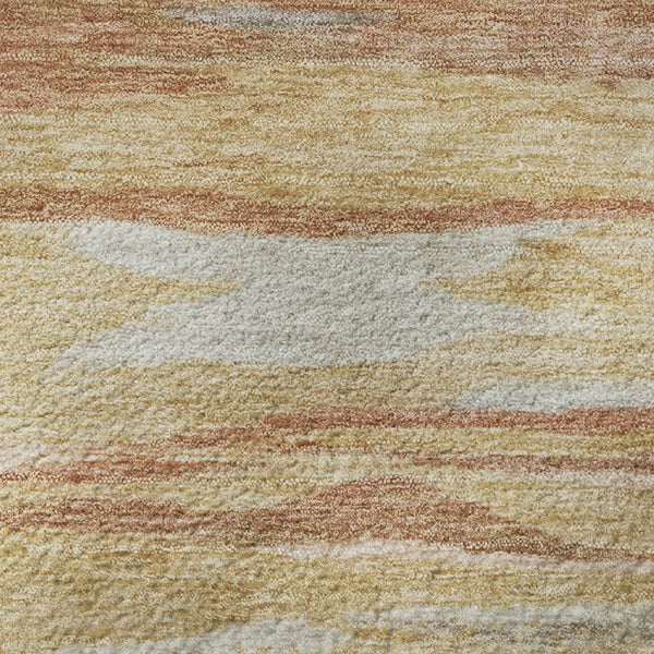 HomeRoots 8' X 10' Modern Salmon Gold Gray Abstract Washable Area Rug with UV Protection for Easy Care 708533