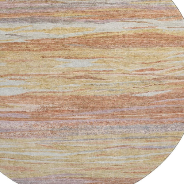 HomeRoots 8' X 10' Modern Salmon Gold Gray Abstract Washable Area Rug with UV Protection for Easy Care 708533