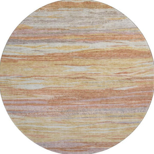 HomeRoots 8' X 10' Modern Salmon Gold Gray Abstract Washable Area Rug with UV Protection for Easy Care 708533