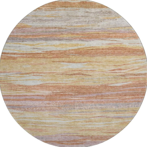 HomeRoots 8' X 10' Modern Salmon Gold Gray Abstract Washable Area Rug with UV Protection for Easy Care 708533