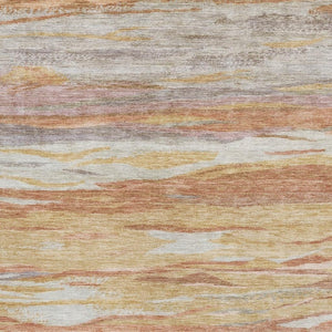 HomeRoots 9' X 12' Salmon Gold & Gray Abstract Area Rug – Stylish, Washable, UV Protected, Perfect for High Traffic! 708534