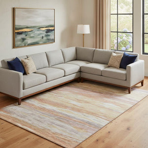 HomeRoots 10' Salmon Gold & Gray Abstract Washable Area Rug - UV Protected, Durable, & Stylish for Any Room 708535