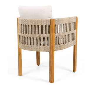 English Elm Acacia Wood Outdoor Dining Chair Set with Rope Arms and Waterproof Cushions N779P279983M