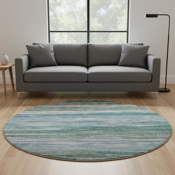 HomeRoots 8' X 10' Abstract Washable Area Rug in Teal, Khaki & Green - Perfect for Busy Homes & UV Resistant 708539