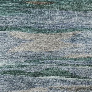 HomeRoots 8' X 10' Abstract Washable Area Rug in Teal, Khaki & Green - Perfect for Busy Homes & UV Resistant 708539
